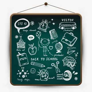 手绘卡通学校黑板免抠