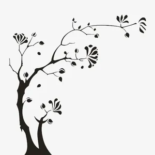 手绘古树简笔画免抠