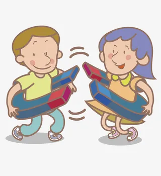 拿磁铁的孩子免抠