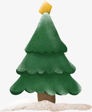 插画手绘圣诞节的圣诞树免抠