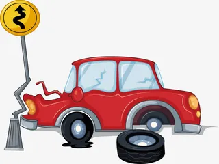 掉了轮胎的汽车免抠