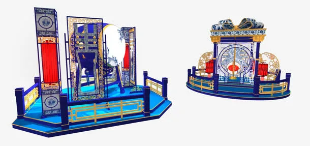 春节DP点装置设计中国风戏台免抠