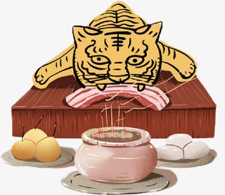 手绘惊蛰拜白虎免抠