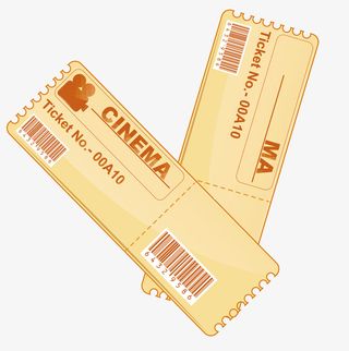 黄色简约电影票免抠