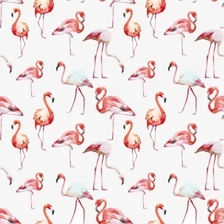 水彩火烈鸟无缝背景矢量图
