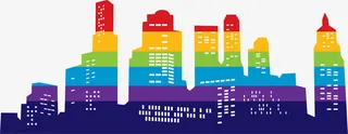 彩色城市免抠