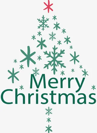 绿色雪花圣诞树免抠