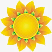 春天黄色渐变手绘花朵免抠