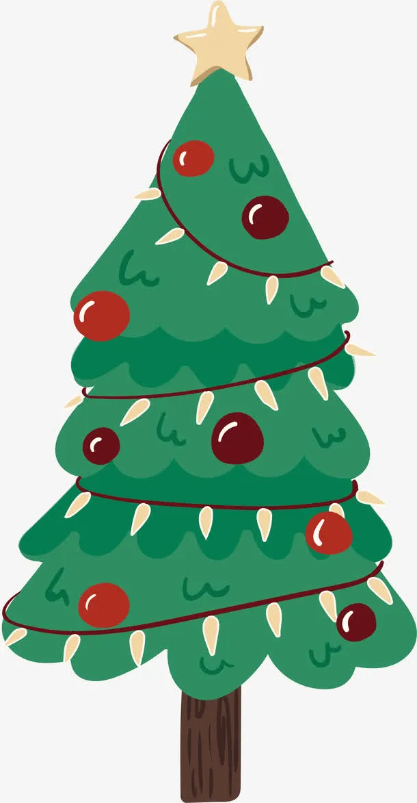 挂了彩灯的圣诞树免抠