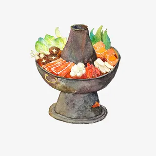 水彩创意手绘火锅免抠 水彩创意手绘火锅免抠