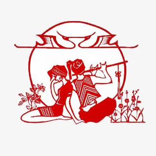 剪纸画芦笙恋免抠