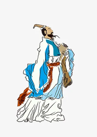 手绘古风诗人免抠