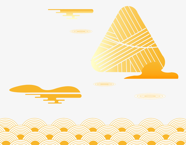 端午节装饰插图粽子湖水与远山免抠