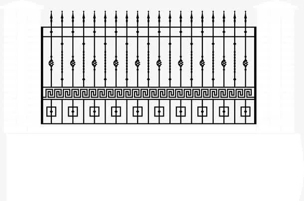 白色围墙铁艺围栏免抠