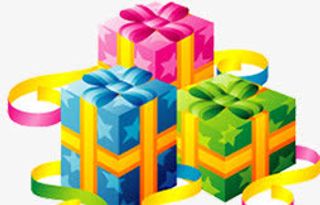彩色卡通可爱礼盒丝带免抠