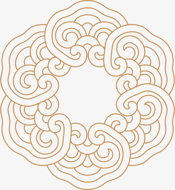 角花底纹花型对称平面图形免抠