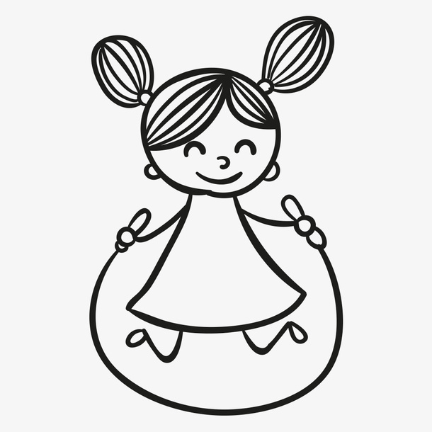 跳绳的小女孩免抠