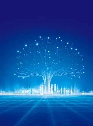 蓝色科技树海报背景素材高清
