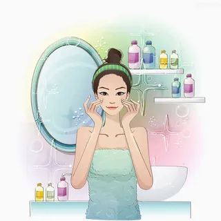 手绘卡通化妆美女免抠