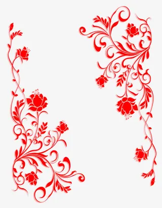红色精美时尚花纹免抠