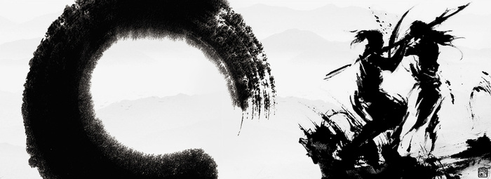 水墨武侠对战中国风banner背景高清