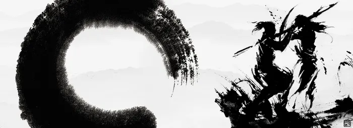 水墨武侠对战中国风banner背景高清