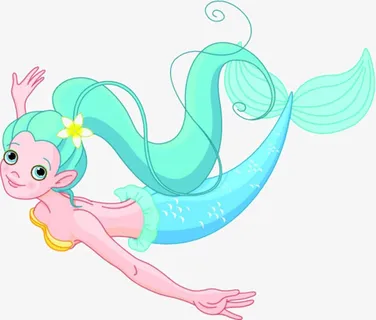 卡通游泳的美人鱼免抠