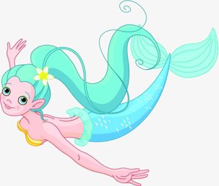 卡通游泳的美人鱼免抠