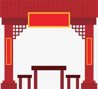 创意水彩凉亭插画装饰免抠