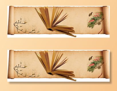 简约古典中国风卷轴海报banner高清