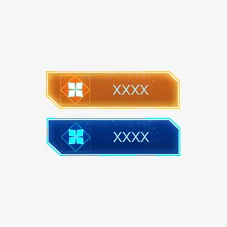 科技感橙色蓝色按钮元素免抠