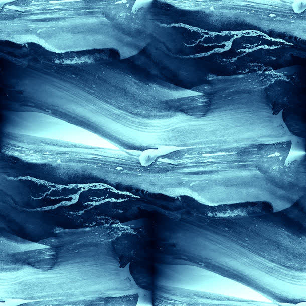 蓝色波浪油画作品免抠