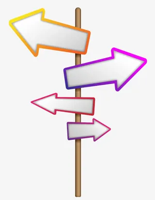 彩色箭头指示牌矢量素材免抠