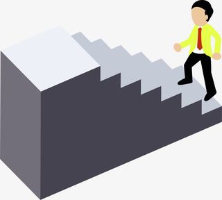 手绘商务人士爬楼免抠