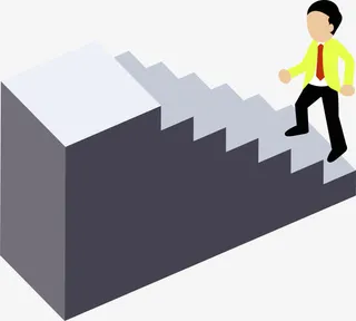 手绘商务人士爬楼免抠