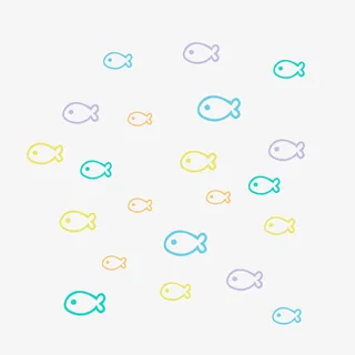 手绘彩色卡通小鱼漂浮素材免抠