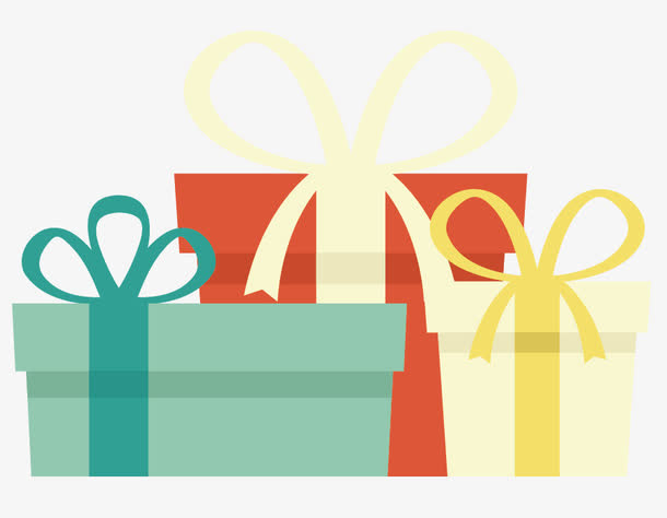 卡通手绘一堆礼盒图标免抠