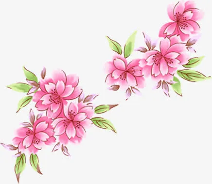 卡通粉色花七夕免抠
