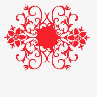 红色印花图案免抠