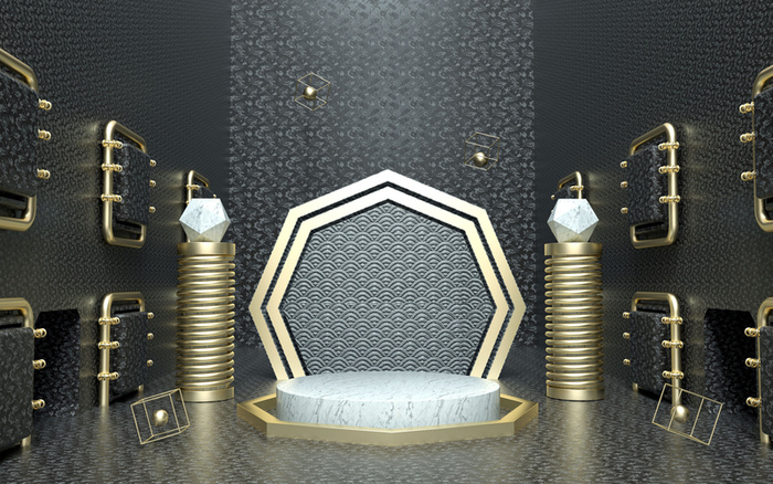 C4D，黑金，舞台，高端高清