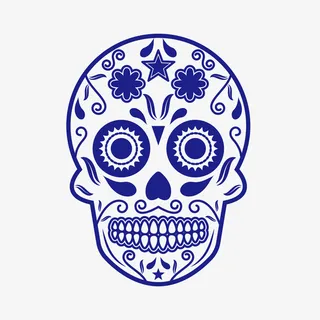蓝色卡通骷髅头矢量图免抠