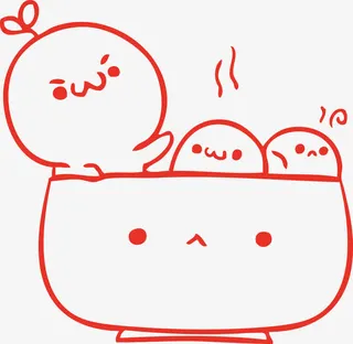 矢量元宵一碗可爱的热汤圆免抠