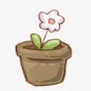 水彩盆栽小白花免抠