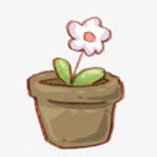 水彩盆栽小白花免抠