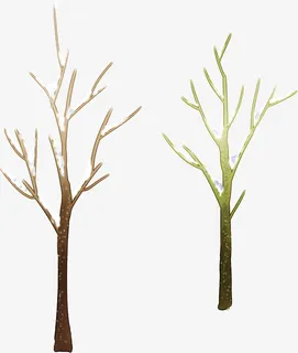 手绘雪后的树枝风景免抠