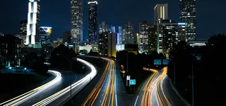 城市摄影蓝色橙色电商海报背景高清