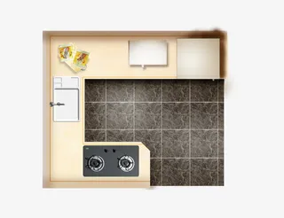 平面户型图厨房煤气灶洗菜盆免抠