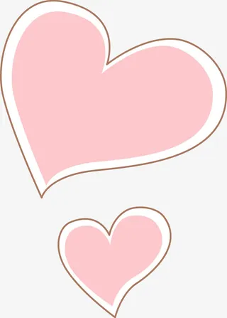 线稿粉色爱心免抠