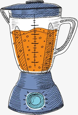 矢量手绘榨汁机苹果果汁素材免抠