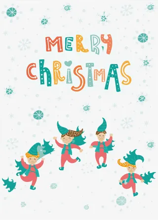 卡通雪地圣诞精灵矢量素材免抠